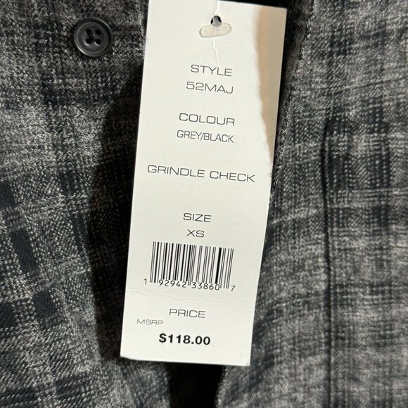 French Connection XS Grindle Check Grey/Black Shirt 100% Cotton Flannel - Picture 5 of 7